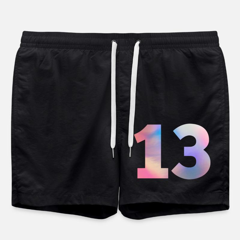 Bunte Zahl 13 - Badeshorts - Schwarz