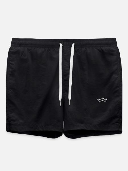 White boat, boat, snag - Swim Trunks - black