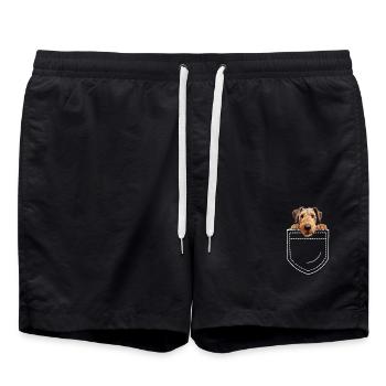 Hund Airdale Terrier - Badeshorts - Schwarz - Vorne - AI Model Male 185 light (185cm)