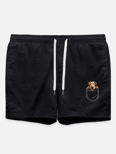 Dog Airdale Terrier - Swim Trunks - black