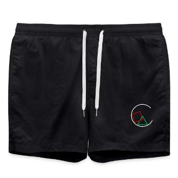 Carré et triangle dans un cercle - Short de bain - noir - Devant - AI Model Male 185 light (185cm)