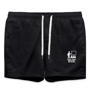 Weiße Schule bildet Mitarbeiter aus, nicht Chefs - Badeshorts - Schwarz - Vorne - AI Model Male 185 light (185cm)