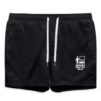 Minimalistische Grafik Noten zahlen keine Rechnungen Zitat - Badeshorts - Schwarz - Vorne - AI Model Male 185 light (185cm)