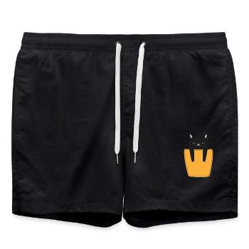 Chat dans la poche poitrine - Short de bain - noir - Devant - AI Model Male 185 light (185cm)