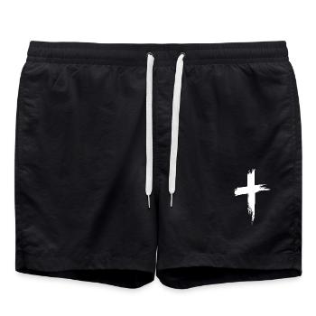 Christian Cross - Swim Trunks - black - Front - AI Model Male 185 light (185cm)
