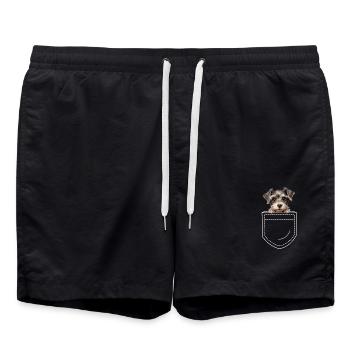 Hund Zwergschnauzer - Badeshorts - Schwarz - Vorne - AI Model Male 185 light (185cm)