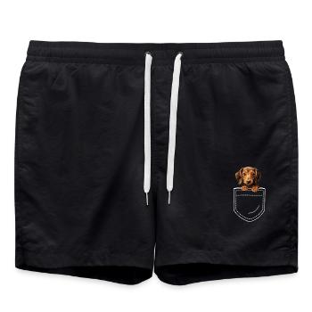 Hund Dackel Dachshund - Badeshorts - Schwarz - Vorne - AI Model Male 185 light (185cm)