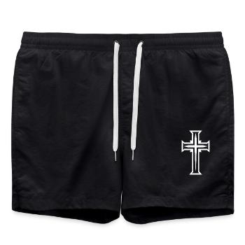 Christian Cross - Swim Trunks - black - Front - AI Model Male 185 light (185cm)