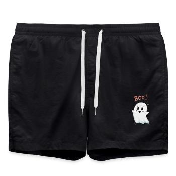 Boo Geist: Niedlicher Ghost - Badeshorts - Schwarz - Vorne - AI Model Male 185 light (185cm)