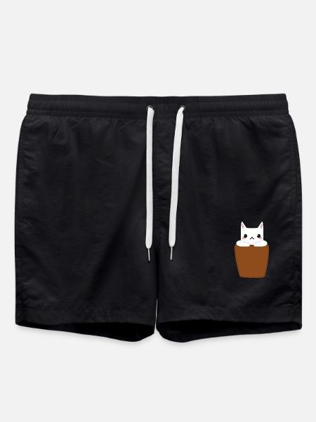 Chat dans la poche poitrine - Short de bain - noir