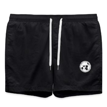Flache Erde Karte - Flat Earth Map - Badeshorts - Schwarz - Vorne - AI Model Male 185 light (185cm)
