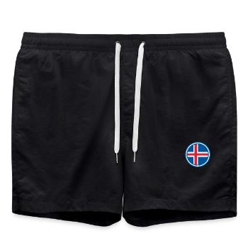 Island Flagge rund - Badeshorts - Schwarz - Vorne - AI Model Male 185 light (185cm)