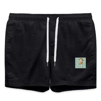 Van Gogh - Self portrait - PixelArt-Selbstporträt - Badeshorts - Schwarz - Vorne - AI Model Male 185 light (185cm)