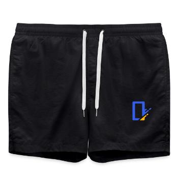 Geometrische Blau Orange Kaskade - Badeshorts - Schwarz - Vorne - AI Model Male 185 light (185cm)