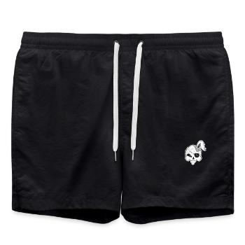 Piraten-Hasenschädel mit Gehirn und Hasenohr - Badeshorts - Schwarz - Vorne - AI Model Male 185 light (185cm)