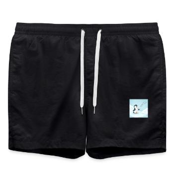 Süßer Pinguin singt im Schnee - Badeshorts - Schwarz - Vorne - AI Model Male 185 light (185cm)