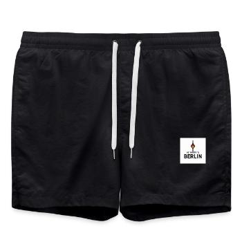 Berliner  Fernsehturm Koordinaten Illustration - Badeshorts - Schwarz - Vorne - AI Model Male 185 light (185cm)