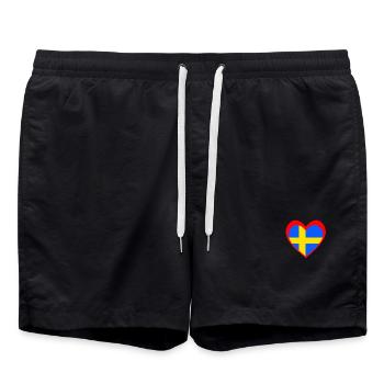 Sverige Hjärta – Kärlek till Sverige - Badeshorts - Schwarz - Vorne - AI Model Male 185 light (185cm)
