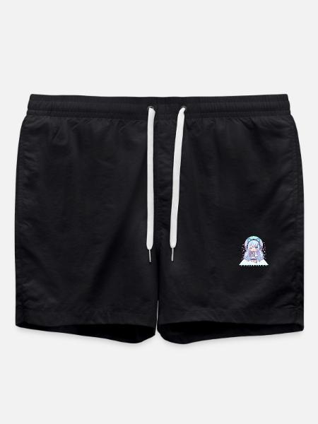 Kawaii Gamerin mit Katzenohren - Badeshorts - Schwarz