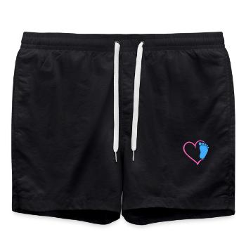 Baby Fußabdruck - Badeshorts - Schwarz - Vorne - AI Model Male 185 light (185cm)