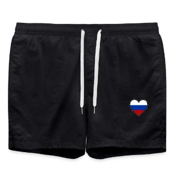 Russland Herzflagge - Badeshorts - Schwarz - Vorne - AI Model Male 185 light (185cm)