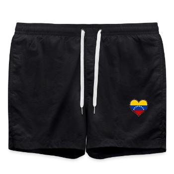 Venezuela Herzflagge - Badeshorts - Schwarz - Vorne - AI Model Male 185 light (185cm)