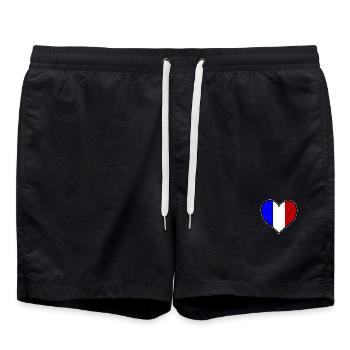 Frankreich Herzflagge - Badeshorts - Schwarz - Vorne - AI Model Male 185 light (185cm)