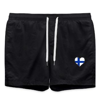 Finnland Herzflagge - Badeshorts - Schwarz - Vorne - AI Model Male 185 light (185cm)