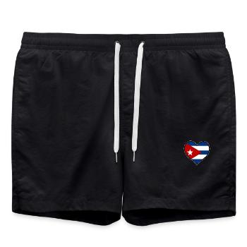 Kubas Herzflagge - Badeshorts - Schwarz - Vorne - AI Model Male 185 light (185cm)
