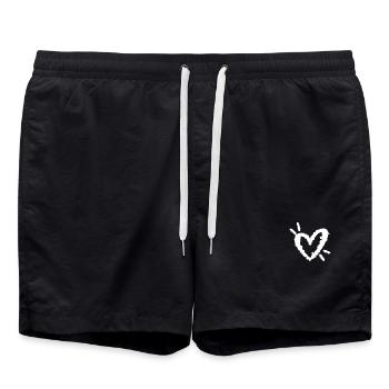 Pinselherz-Skizze - Badeshorts - Schwarz - Vorne - AI Model Male 185 light (185cm)