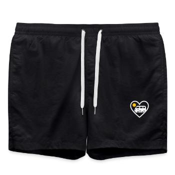 Vanlife Heart Van Reise Road Abenteuer - Badeshorts - Schwarz - Vorne - AI Model Male 185 light (185cm)