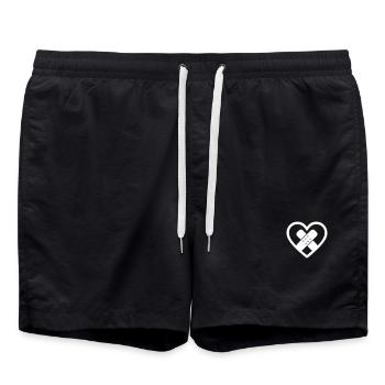 Herz + Betreuungsassistent – Super-Elternbetreuungshilfe - Badeshorts - Schwarz - Vorne - AI Model Male 185 light (185cm)