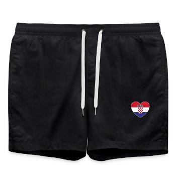 Kroatien Flagge Herz - Badeshorts - Schwarz - Vorne - AI Model Male 185 light (185cm)
