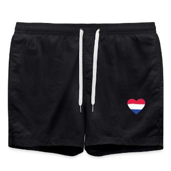 Holland Flagge Herz used - Badeshorts - Schwarz - Vorne - AI Model Male 185 light (185cm)