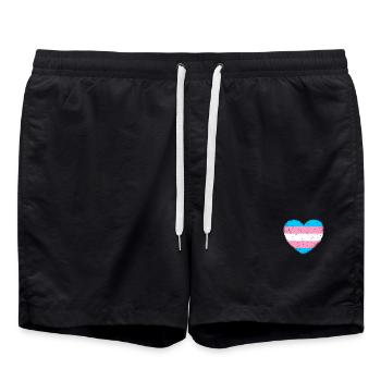 Trans* Herz | Im Vintage-Style - Badeshorts - Schwarz - Vorne - AI Model Male 185 light (185cm)