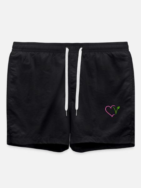 Vegan Herz - Badeshorts - Schwarz