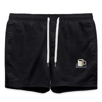 Bestickte Tasse Filterkaffee, langsamer Kaffee (gedruckt) - Badeshorts - Schwarz - Vorne - AI Model Male 185 light (185cm)