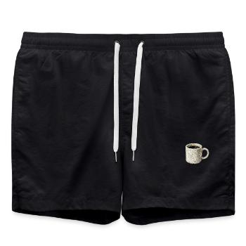 Bestickter Filterkaffee – Lungo (gedruckt) - Badeshorts - Schwarz - Vorne - AI Model Male 185 light (185cm)