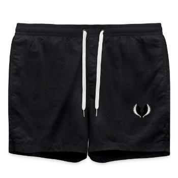 Flügel mit Schatten - Badeshorts - Schwarz - Vorne - AI Model Male 185 light (185cm)