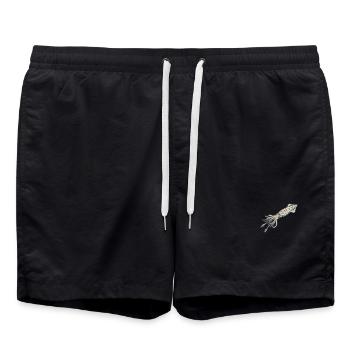 Bestickter Tintenfisch – Meeresmotiv (gedruckt) - Badeshorts - Schwarz - Vorne - AI Model Male 185 light (185cm)