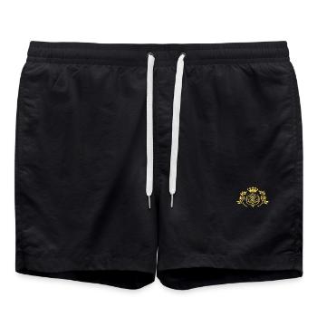 Bach Siegel / Monogramm / Wappen / Insignien, gold - Badeshorts - Schwarz - Vorne - AI Model Male 185 light (185cm)