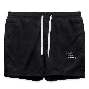 Sudo Makes Coffee – Linux Terminal Design - Badeshorts - Schwarz - Vorne - AI Model Male 185 light (185cm)