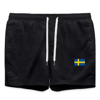 Schwedische Flagge Nordisches Kreuz - Badeshorts - Schwarz - Vorne - AI Model Male 185 light (185cm)