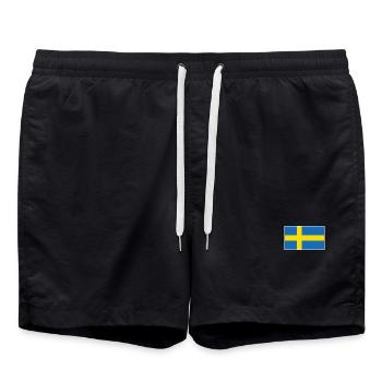 Sweden Flag - Badeshorts - Schwarz - Vorne - AI Model Male 185 light (185cm)