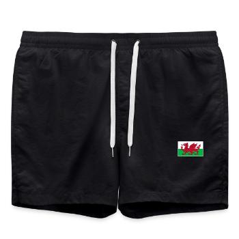 Wales Flagge Kollektion | Walisische Wurzeln - Badeshorts - Schwarz - Vorne - AI Model Male 185 light (185cm)