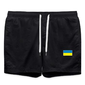 Ukraine Flagge Motiv | Geschenk Ukrainische Wurzel - Badeshorts - Schwarz - Vorne - AI Model Male 185 light (185cm)