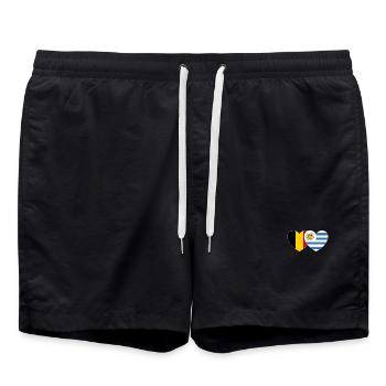Belgien Uruguay Flagge Herz - Badeshorts - Schwarz - Vorne - AI Model Male 185 light (185cm)