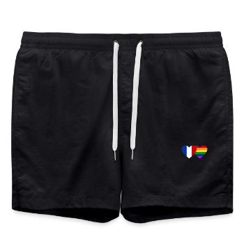 Frankreich Regenbogen Flagge - Badeshorts - Schwarz - Vorne - AI Model Male 185 light (185cm)