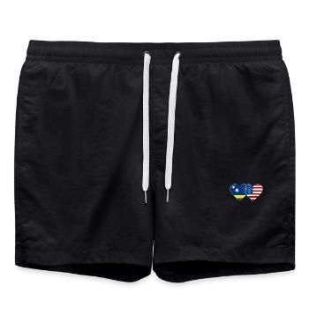 Curacao USA Flagge Herz used - Badeshorts - Schwarz - Vorne - AI Model Male 185 light (185cm)