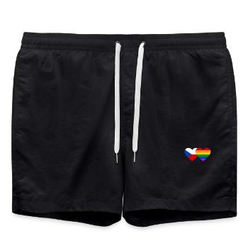 Tschechien Regenbogen Flagge Herz - Badeshorts - Schwarz - Vorne - AI Model Male 185 light (185cm)